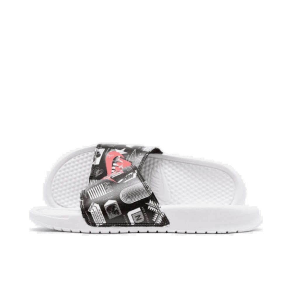 Men's Nike Benassi JDI Print Slide Sandals White/U - Picture 2 of 6